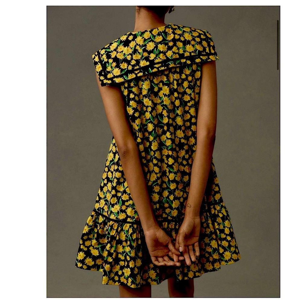Anthropologie / Maeve Poplin Sunflower Babydoll Dress - Picture 3 of 15